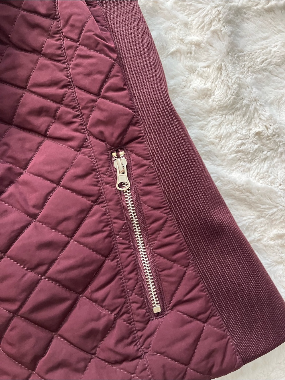 New York & Company Quilted Sleeveless Vest - Burgundy - Picture 5 of 6